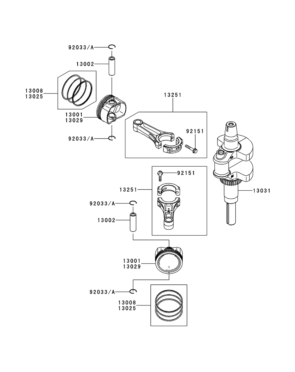 Kawasaki Fr730v-As05 Piston And Crankshaft Diagram and Parts List for Z-FORCELZ54 (17BIDAGC-17BIDAGC010)(2015) Cub Cadet Lawn Tractor
